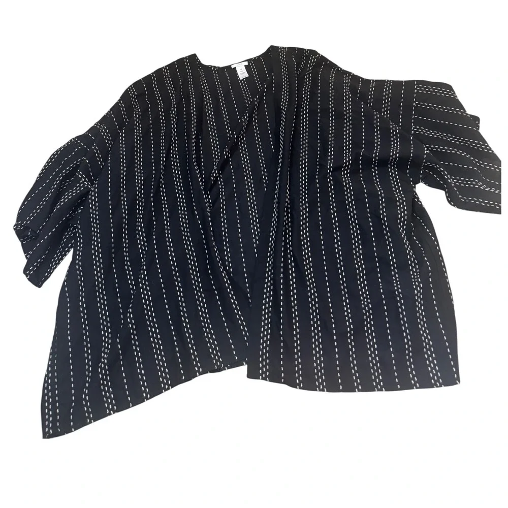 Pure Jill Women's Striped Black & White Open Front Cardigan Jacket X-3X - Picture 1 of 6